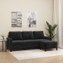 Sofá de 3 plazas con taburete de terciopelo negro 180 cm de , Sofás - Ref: Foro24-3201060, Precio: 353,73 €, Descuento: %