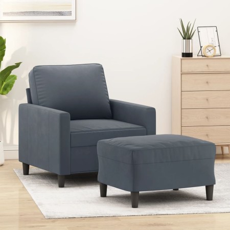 Dark gray velvet armchair with stool 60 cm by , Sofas - Ref: Foro24-3201046, Price: 222,17 €, Discount: %