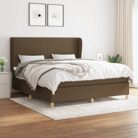 Cama box spring con colchón tela marrón oscuro 160x200 cm de , Camas y somieres - Ref: Foro24-3128376, Precio: 596,99 €, Desc...