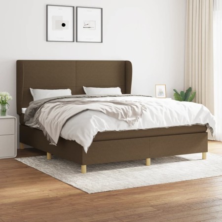 Cama box spring con colchón tela marrón oscuro 160x200 cm de , Camas y somieres - Ref: Foro24-3128376, Precio: 609,49 €, Desc...