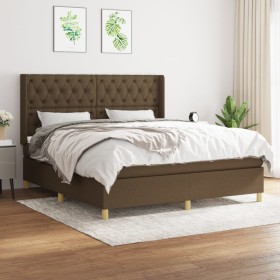 Cama box spring con colchón tela marrón oscuro 160x200 cm de , Camas y somieres - Ref: Foro24-3132244, Precio: 622,99 €, Desc...