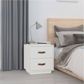 Mesita de noche madera maciza de pino blanco 40x34x45 cm de vidaXL, Mesitas de noche - Ref: Foro24-818327, Precio: 47,99 €, D...