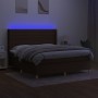 Boxspringbettmatratze LED-Leuchten dunkelbrauner Stoff 160x200cm von , Betten und Lattenroste - Ref: Foro24-3138968, Preis: 6...