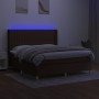 Boxspringbettmatratze LED-Leuchten dunkelbrauner Stoff 160x200cm von , Betten und Lattenroste - Ref: Foro24-3139048, Preis: 6...