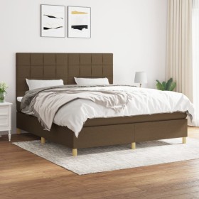 Cama box spring con colchón tela marrón oscuro 160x200 cm de , Camas y somieres - Ref: Foro24-3142348, Precio: 571,99 €, Desc...