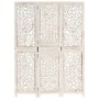 Hand-carved white mango wood 3-panel screen 120x165 cm by , Room dividers - Ref: Foro24-285336, Price: 151,86 €, Discount: %