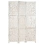 Hand-carved white mango wood 3-panel screen 120x165 cm by , Room dividers - Ref: Foro24-285336, Price: 151,86 €, Discount: %