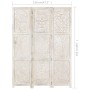 Biombo 3 paneles tallado a mano madera mango blanco 120x165 cm de , Divisores de ambientes - Ref: Foro24-285336, Precio: 151,...