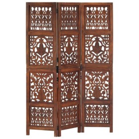 Hand-carved mango wood 3-panel screen in brown, measuring 120x165 cm. by , Room dividers - Ref: Foro24-285334, Price: 172,80 ...