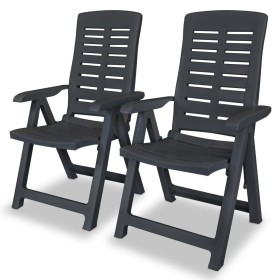 Reclining garden chairs, anthracite grey plastic, 2 units by vidaXL, Garden chairs - Ref: Foro24-43897, Price: 146,23 €, Disc...