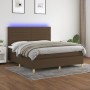 Box spring bed mattress LED lights dark brown fabric 160x200cm by , Beds and slatted bases - Ref: Foro24-3135528, Price: 589,...