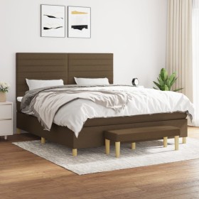 Cama box spring con colchón tela marrón oscuro 160x200 cm de , Camas y somieres - Ref: Foro24-3137248, Precio: 612,99 €, Desc...