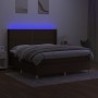 Box spring bed mattress LED lights dark brown fabric 160x200cm by , Beds and slatted bases - Ref: Foro24-3138808, Price: 598,...