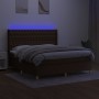 Cama box spring colchón luces LED tela marrón oscuro 160x200cm de , Camas y somieres - Ref: Foro24-3139128, Precio: 636,36 €,...