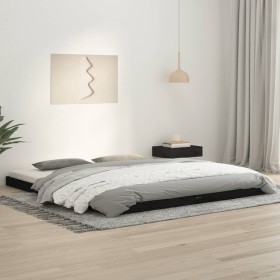 Estructura de cama de madera maciza negra 180x200 cm de , Camas y somieres - Ref: Foro24-823433, Precio: 171,84 €, Descuento: %