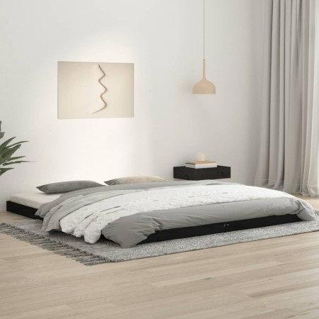 Black solid wood bed frame 180x200 cm by , Beds and slatted bases - Ref: Foro24-823433, Price: 178,10 €, Discount: %