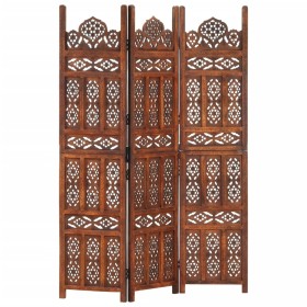 Screen 3 panels hand carved brown mango wood 120x165 cm by , Room dividers - Ref: Foro24-285324, Price: 185,36 €, Discount: %