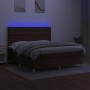 Cama box spring colchón luces LED tela marrón oscuro 160x200cm de , Camas y somieres - Ref: Foro24-3135768, Precio: 594,18 €,...