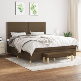 Cama box spring con colchón tela marrón oscuro 160x200 cm de , Camas y somieres - Ref: Foro24-3137088, Precio: 610,48 €, Desc...