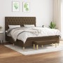 Cama box spring con colchón tela marrón oscuro 160x200 cm de , Camas y somieres - Ref: Foro24-3137408, Precio: 647,99 €, Desc...