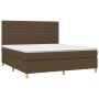 Cama box spring con colchón tela marrón oscuro 160x200 cm de , Camas y somieres - Ref: Foro24-3142428, Precio: 570,99 €, Desc...