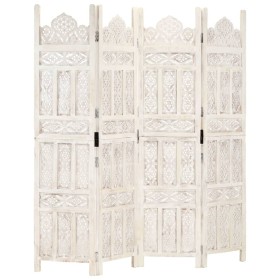 Screen 4 panels hand carved white mango wood 160x165 cm by , Room dividers - Ref: Foro24-285319, Price: 224,99 €, Discount: %