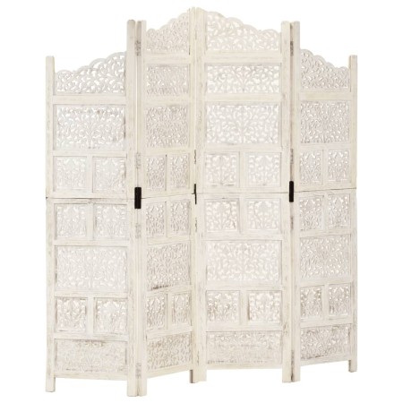 Screen 4 panels hand carved white mango wood 160x165 cm by , Room dividers - Ref: Foro24-285327, Price: 201,61 €, Discount: %