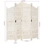 Screen 4 panels hand carved white mango wood 160x165 cm by , Room dividers - Ref: Foro24-285327, Price: 201,61 €, Discount: %