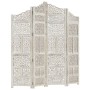 Screen 4 panels hand carved white mango wood 160x165 cm by , Room dividers - Ref: Foro24-285327, Price: 201,61 €, Discount: %