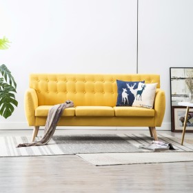 3-seater sofa upholstered in yellow fabric 172x70x82 cm by vidaXL, Sofas - Ref: Foro24-247127, Price: 319,80 €, Discount: %