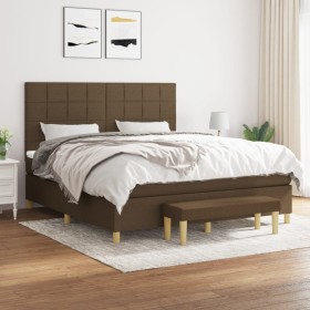 Box spring bed with dark brown fabric mattress 160x200 cm by , Beds and slatted bases - Ref: Foro24-3137168, Price: 614,99 €,...