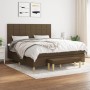 Cama box spring con colchón tela marrón oscuro 160x200 cm de , Camas y somieres - Ref: Foro24-3137168, Precio: 625,63 €, Desc...