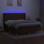 Boxspringbettmatratze LED-Leuchten dunkelbrauner Stoff 160x200cm von , Betten und Lattenroste - Ref: Foro24-3138728, Preis: 5...