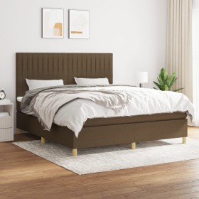 Cama box spring con colchón tela marrón oscuro 160x200 cm de , Camas y somieres - Ref: Foro24-3142508, Precio: 569,99 €, Desc...