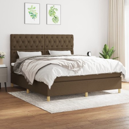 Box spring bed with dark brown fabric mattress 160x200 cm by , Beds and slatted bases - Ref: Foro24-3142588, Price: 628,20 €,...