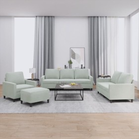 Sofa set with cushions 4 pieces light gray velvet by , Sofas - Ref: Foro24-3201486, Price: 735,00 €, Discount: %