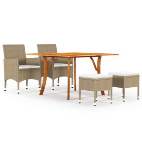 Juego de comedor de jardín de 5 piezas beige de , Conjuntos de jardín - Ref: Foro24-3071937, Precio: 504,99 €, Descuento: %