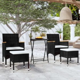 Garden table chairs 5 pieces synthetic rattan black tempered glass by , Garden sets - Ref: Foro24-3058394, Price: 262,82 €, D...