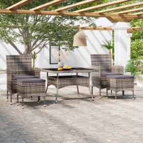 Garden dining set 5 pieces synthetic rattan gray tempered glass by , Garden sets - Ref: Foro24-3058349, Price: 429,65 €, Disc...