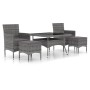 Set comedor jardín 5 pzas ratán sintético vidrio templado gris de , Conjuntos de jardín - Ref: Foro24-3058349, Precio: 428,73...