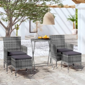 Garden table chairs 5 pieces synthetic rattan gray tempered glass by , Garden sets - Ref: Foro24-3058389, Price: 192,99 €, Di...