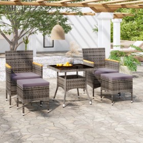 Set comedor jardín 5 pzas ratán sintético vidrio templado gris de , Conjuntos de jardín - Ref: Foro24-3058335, Precio: 328,99...