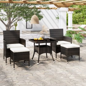 Garden dining set 5 pieces synthetic rattan black tempered glass by , Garden sets - Ref: Foro24-3058328, Price: 321,93 €, Dis...