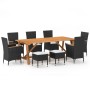 Juego de comedor para jardín 9 piezas negro de , Conjuntos de jardín - Ref: Foro24-3068804, Precio: 650,99 €, Descuento: %