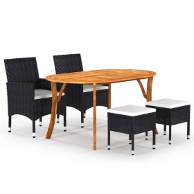 Juego de comedor de jardín de 5 piezas negro de , Conjuntos de jardín - Ref: Foro24-3071989, Precio: 430,99 €, Descuento: %