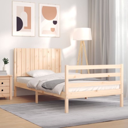 Bed frame with solid wood headboard 100x200 cm by , Beds and slatted bases - Ref: Foro24-3194756, Price: 111,99 €, Discount: %