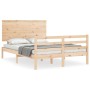 Bed frame with solid wood headboard 140x190 cm by , Beds and slatted bases - Ref: Foro24-3195201, Price: 131,99 €, Discount: %