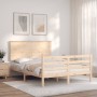 Bed frame with solid wood headboard 140x190 cm by , Beds and slatted bases - Ref: Foro24-3195201, Price: 131,99 €, Discount: %