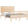 Bed frame with solid wood headboard 140x190 cm by , Beds and slatted bases - Ref: Foro24-3195201, Price: 131,99 €, Discount: %