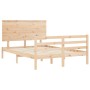 Bed frame with solid wood headboard 140x190 cm by , Beds and slatted bases - Ref: Foro24-3195201, Price: 131,99 €, Discount: %